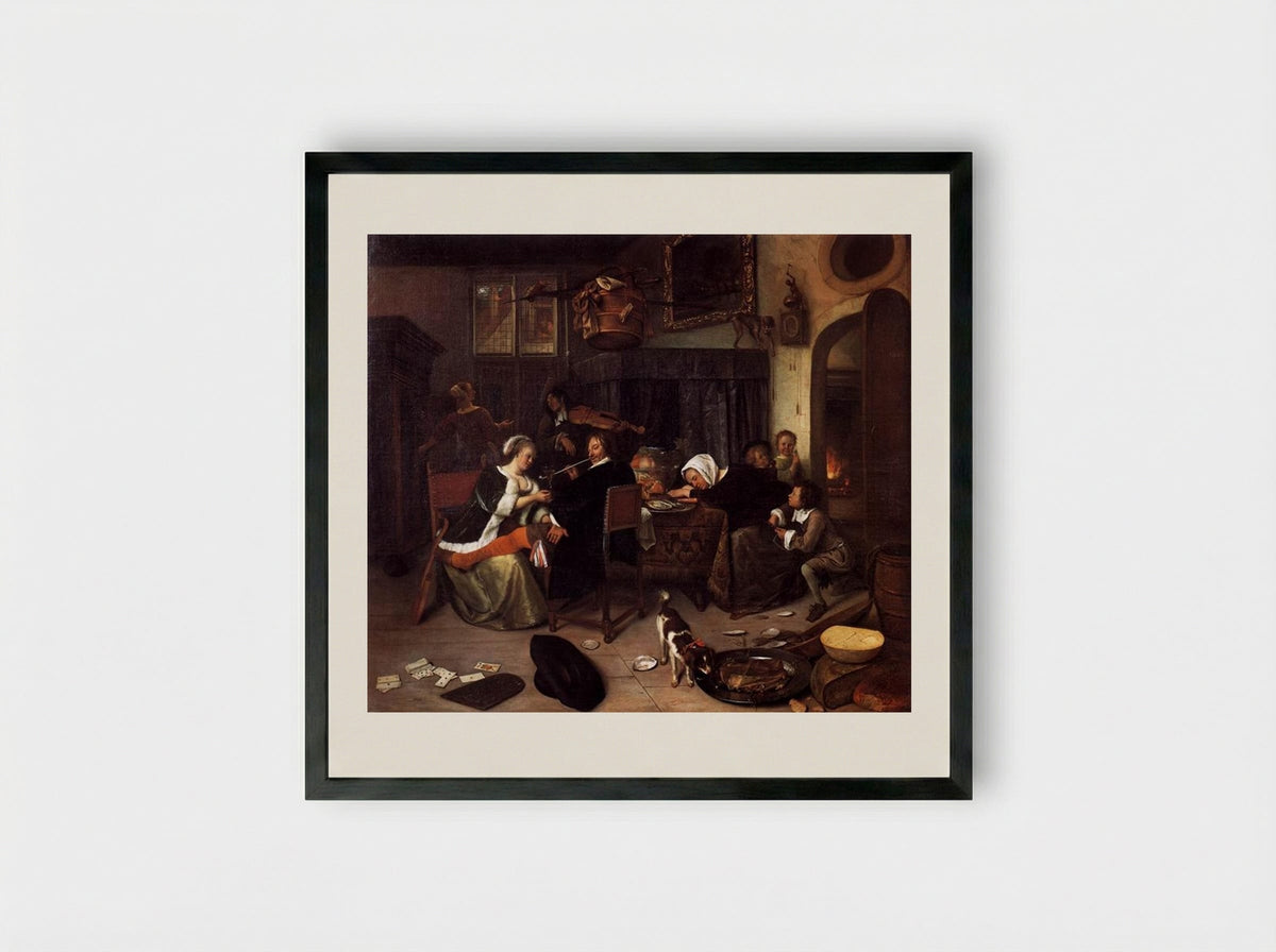 The Dissolute Household - Jan Steen - Framed Print Black