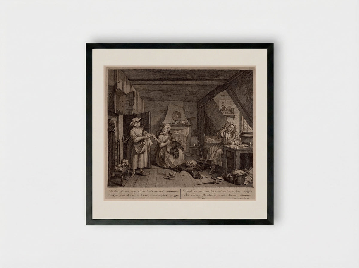 The Distressed Poet - William Hogarth - Framed Print Black