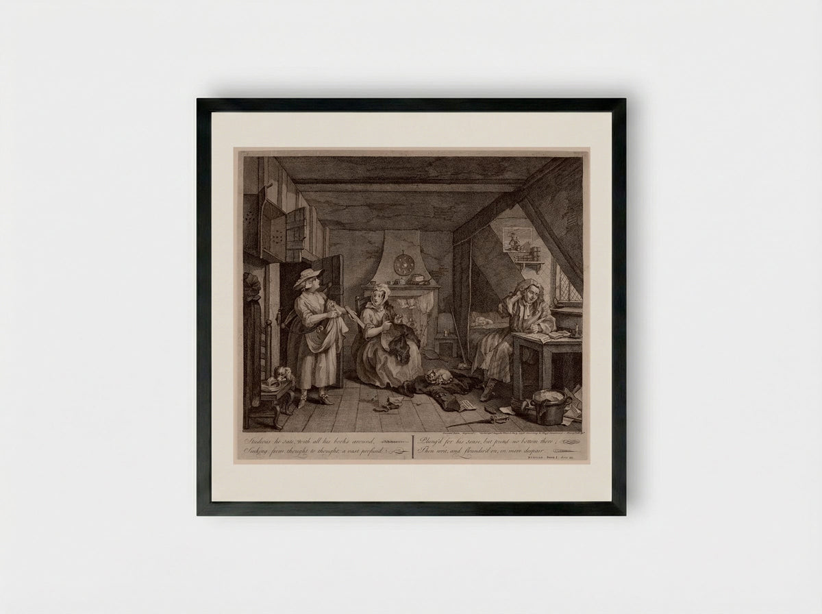 The Distressed Poet - William Hogarth - Framed Print Black