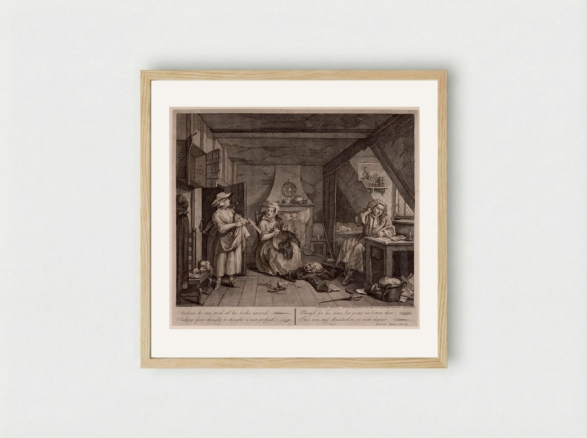The Distressed Poet - William Hogarth - Framed Print Wood