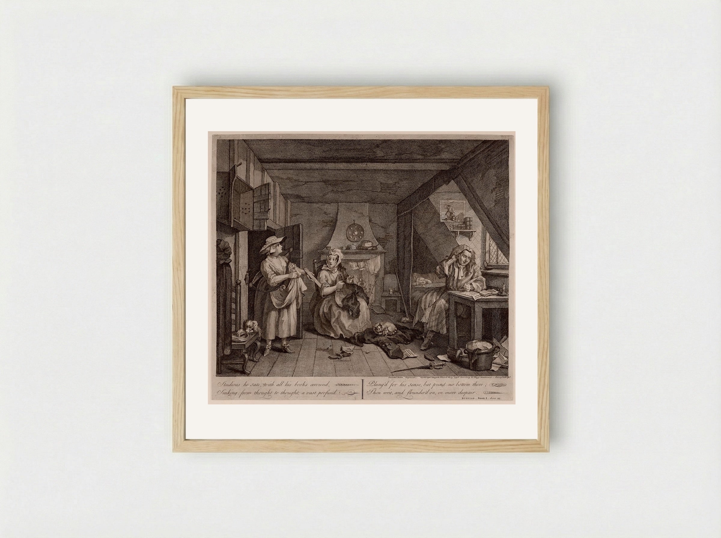 The Distressed Poet - William Hogarth - Framed Print Wood