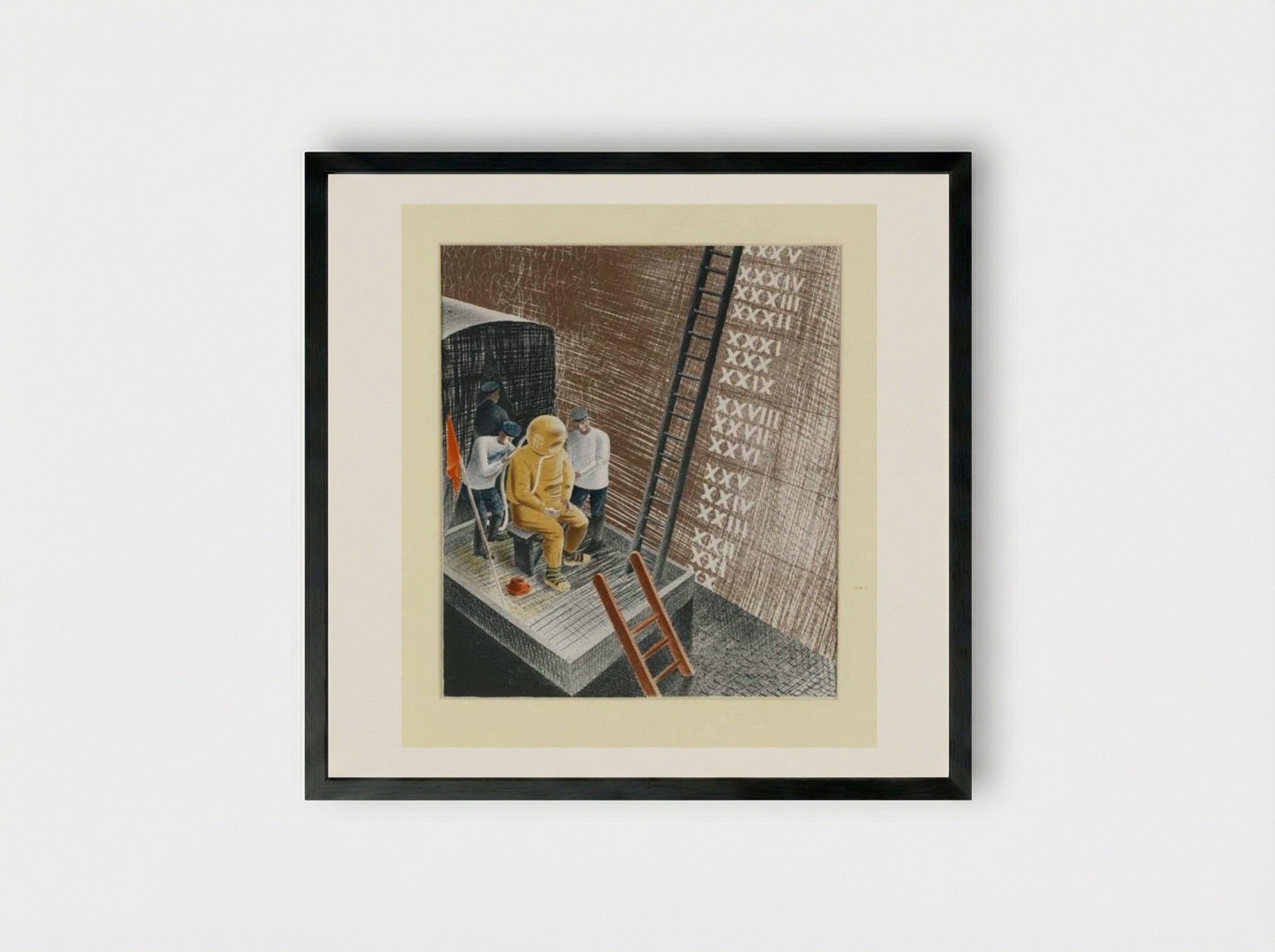 The Diver, HMS Dolphin Submarine - Eric Ravilious - Framed Print Black