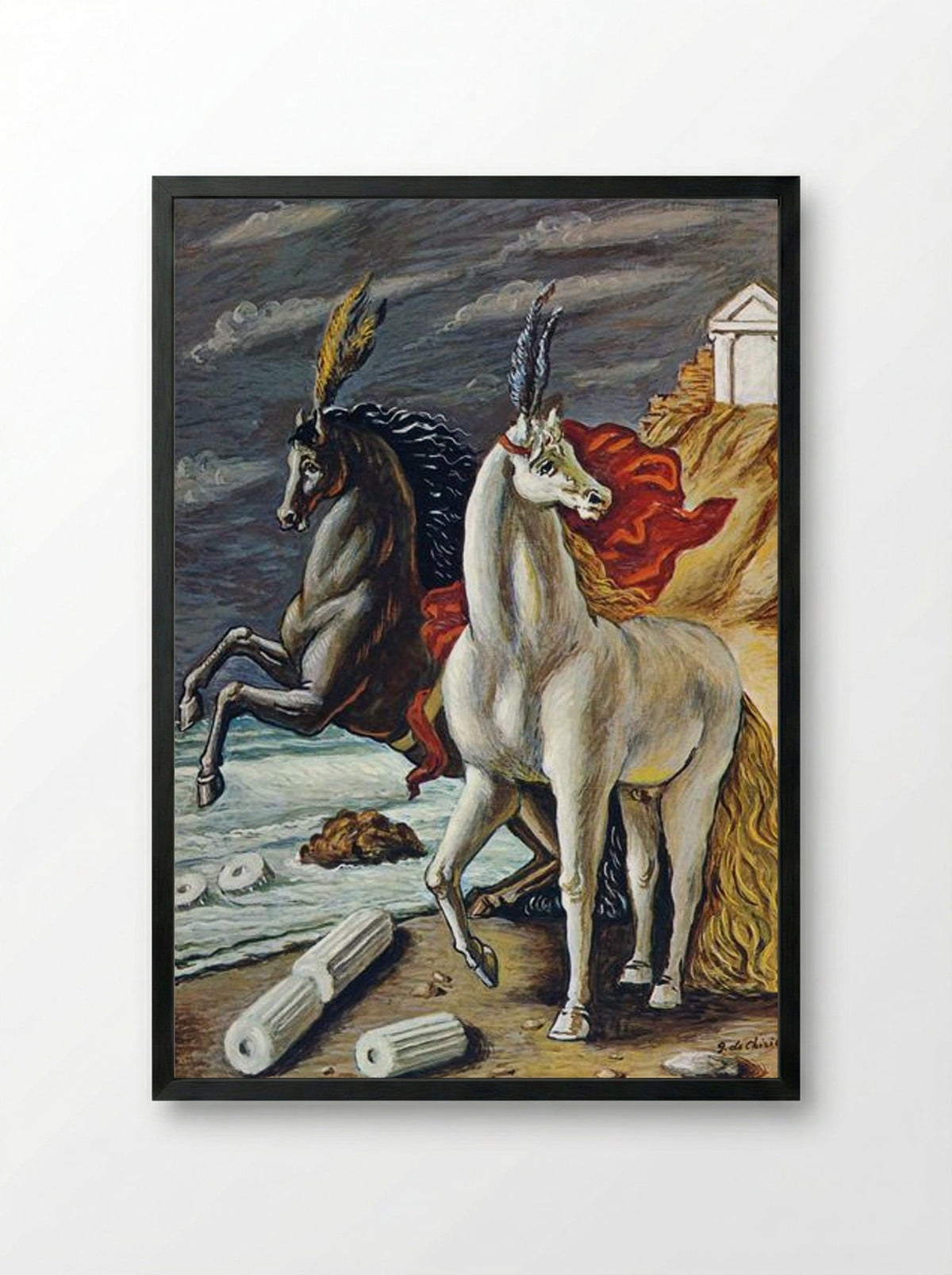 The Divine Horses - Giorgio de Chirico - Framed Print Black