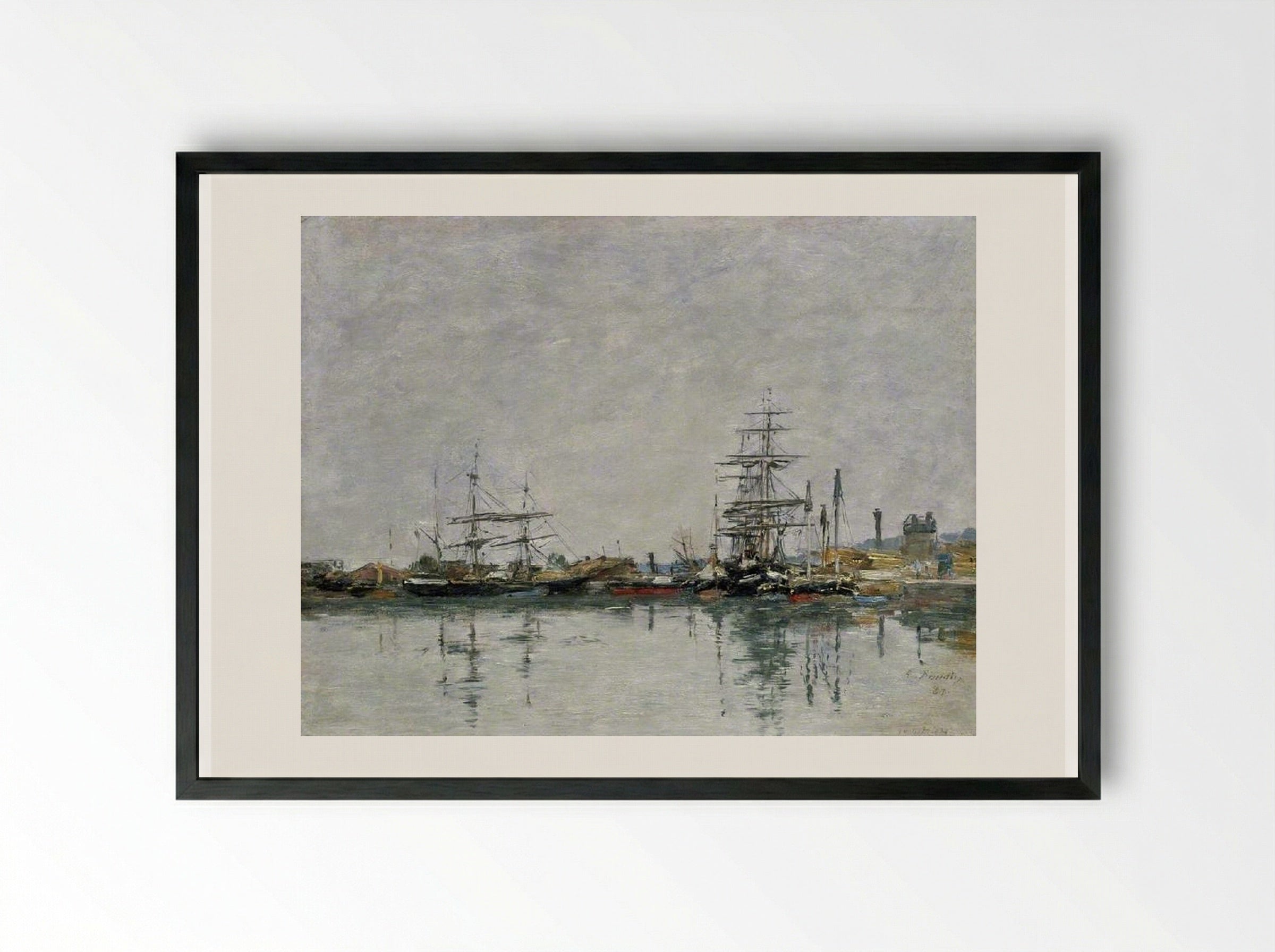 The Dock of Deauville - Eugène Boudin - Framed Print Black