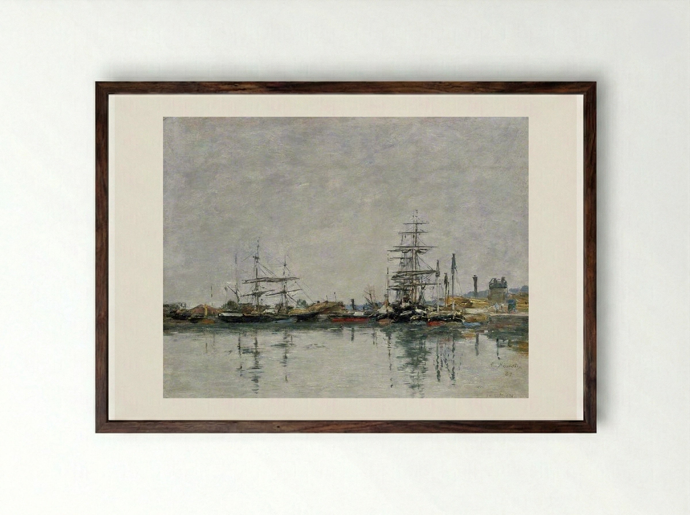 The Dock of Deauville - Eugène Boudin - Framed Print Dark Wood
