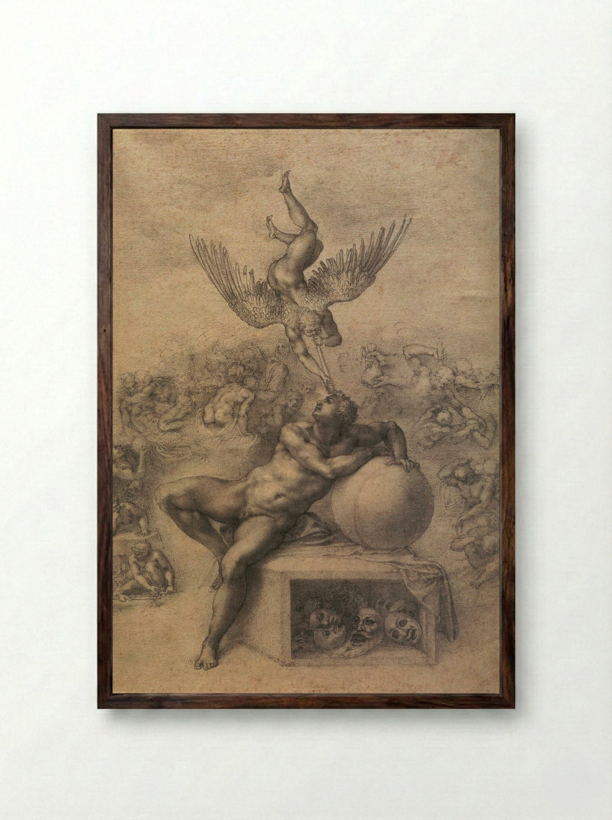 The Dream of Human Life - Michelangelo Buonarroti - Framed Print Dark Wood