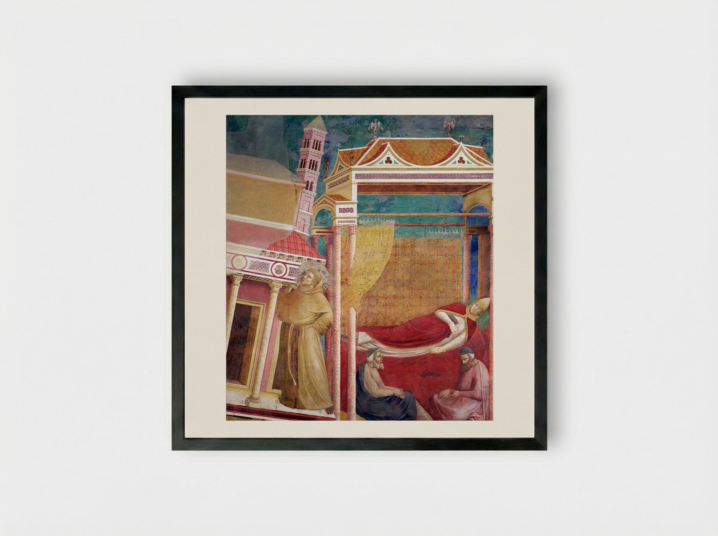 The Dream of Innocent III - Giotto di Bondone - Framed Print Black