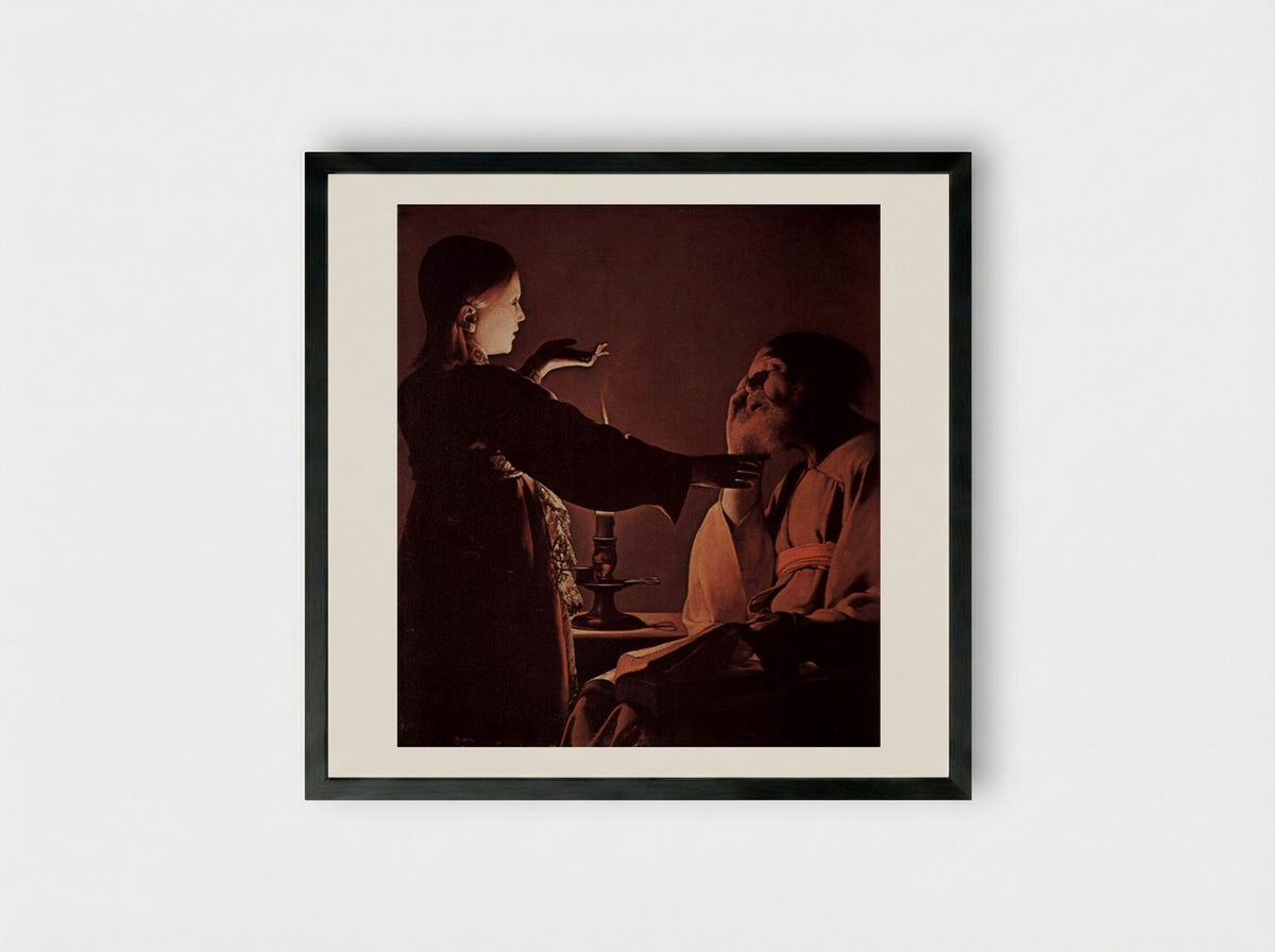 The Dream of Saint Joseph - Georges de la Tour - Framed Print Black