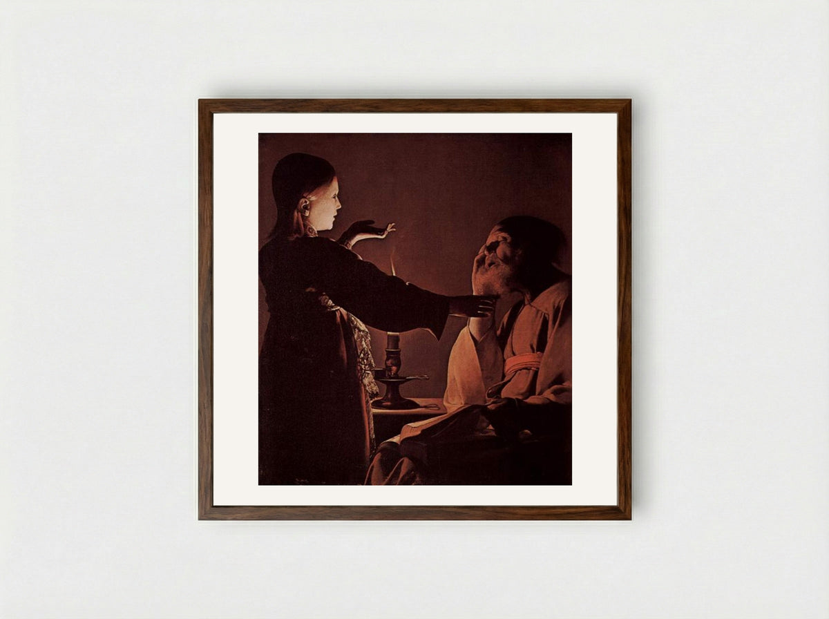 The Dream of Saint Joseph - Georges de la Tour - Framed Print Dark Wood