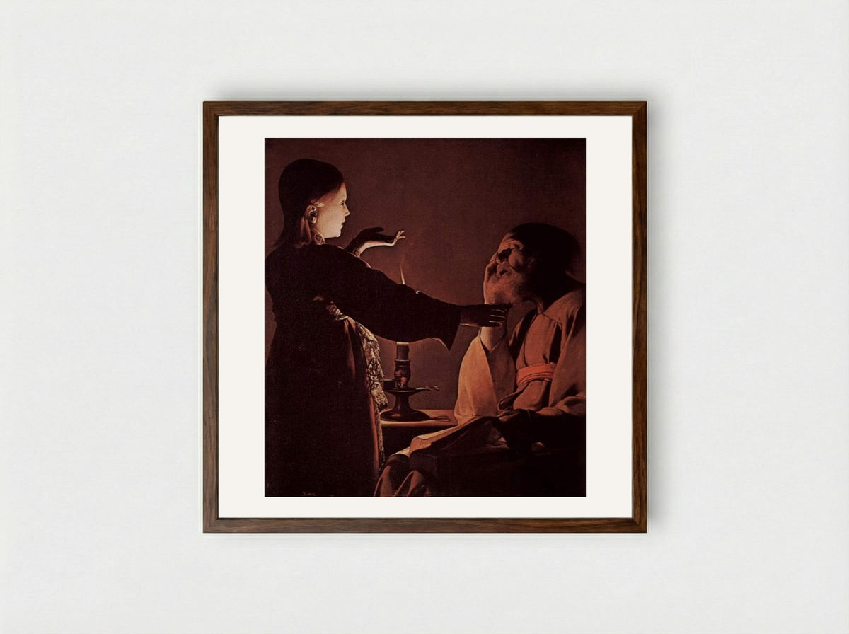 The Dream of Saint Joseph - Georges de la Tour - Framed Print Dark Wood