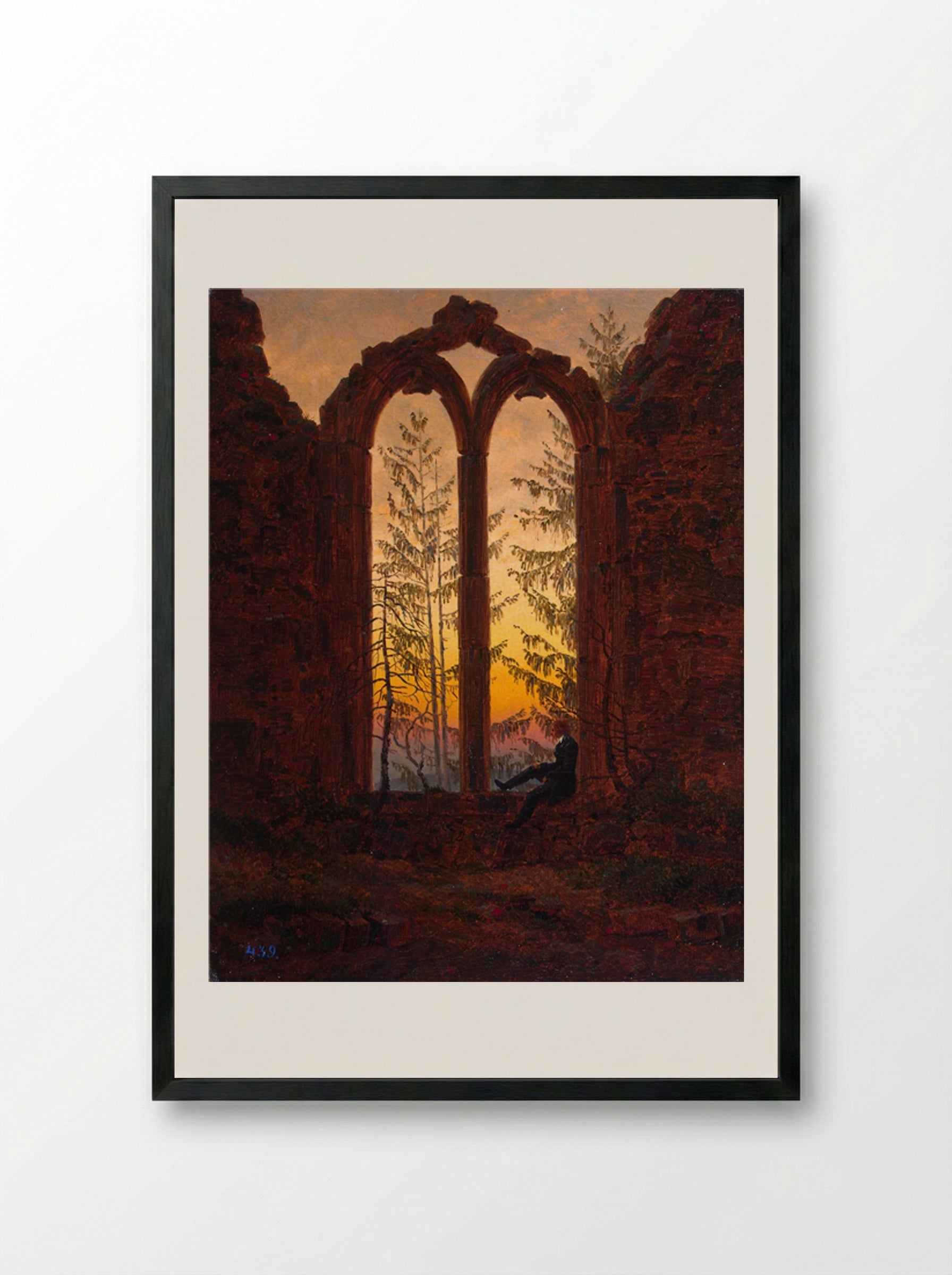 The Dreamer (Ruins of Eldena) - Caspar David Friedrich - Framed Print Black