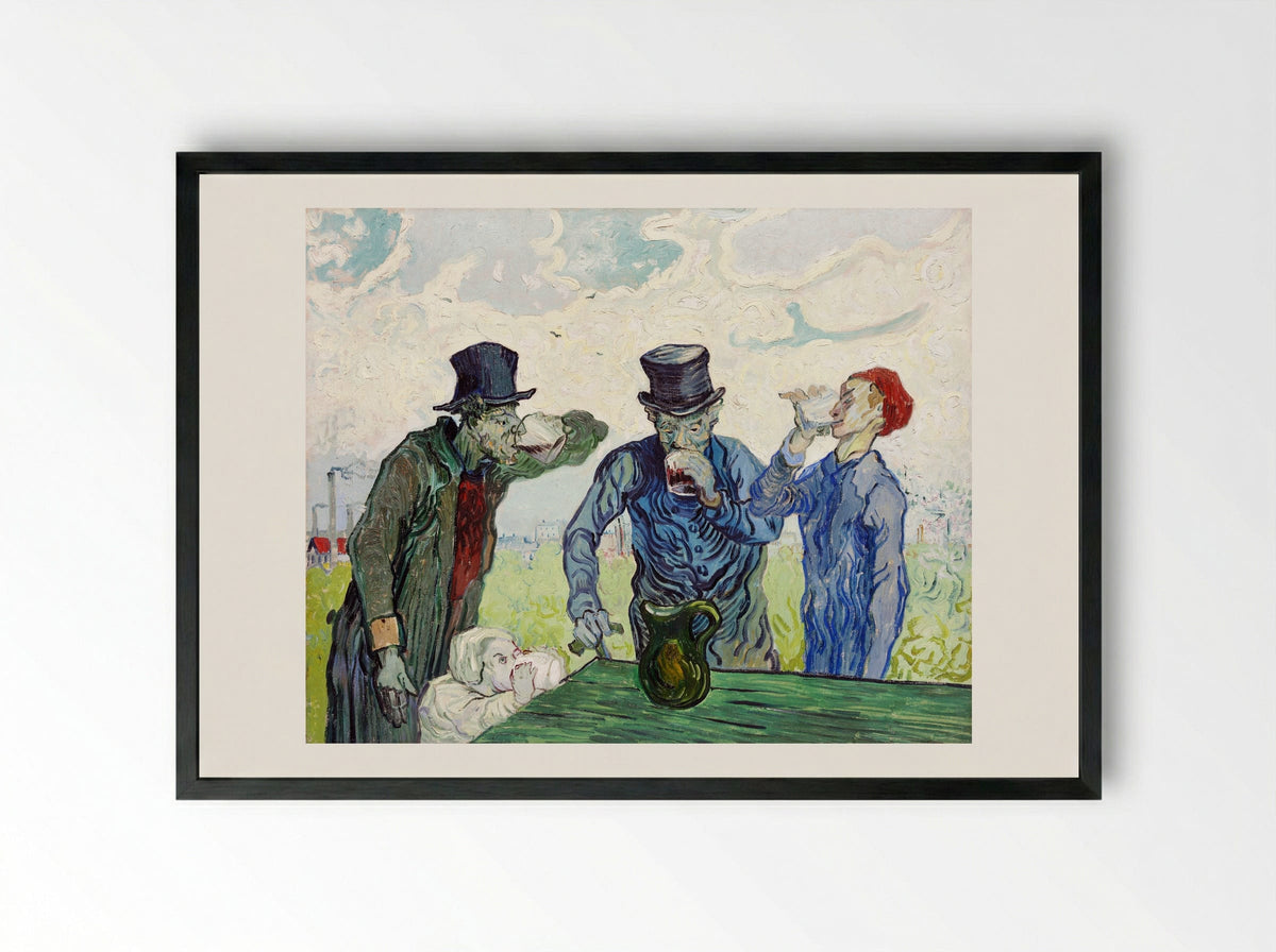 The Drinkers (after Daumier) - Vincent van Gogh - Framed Print Black