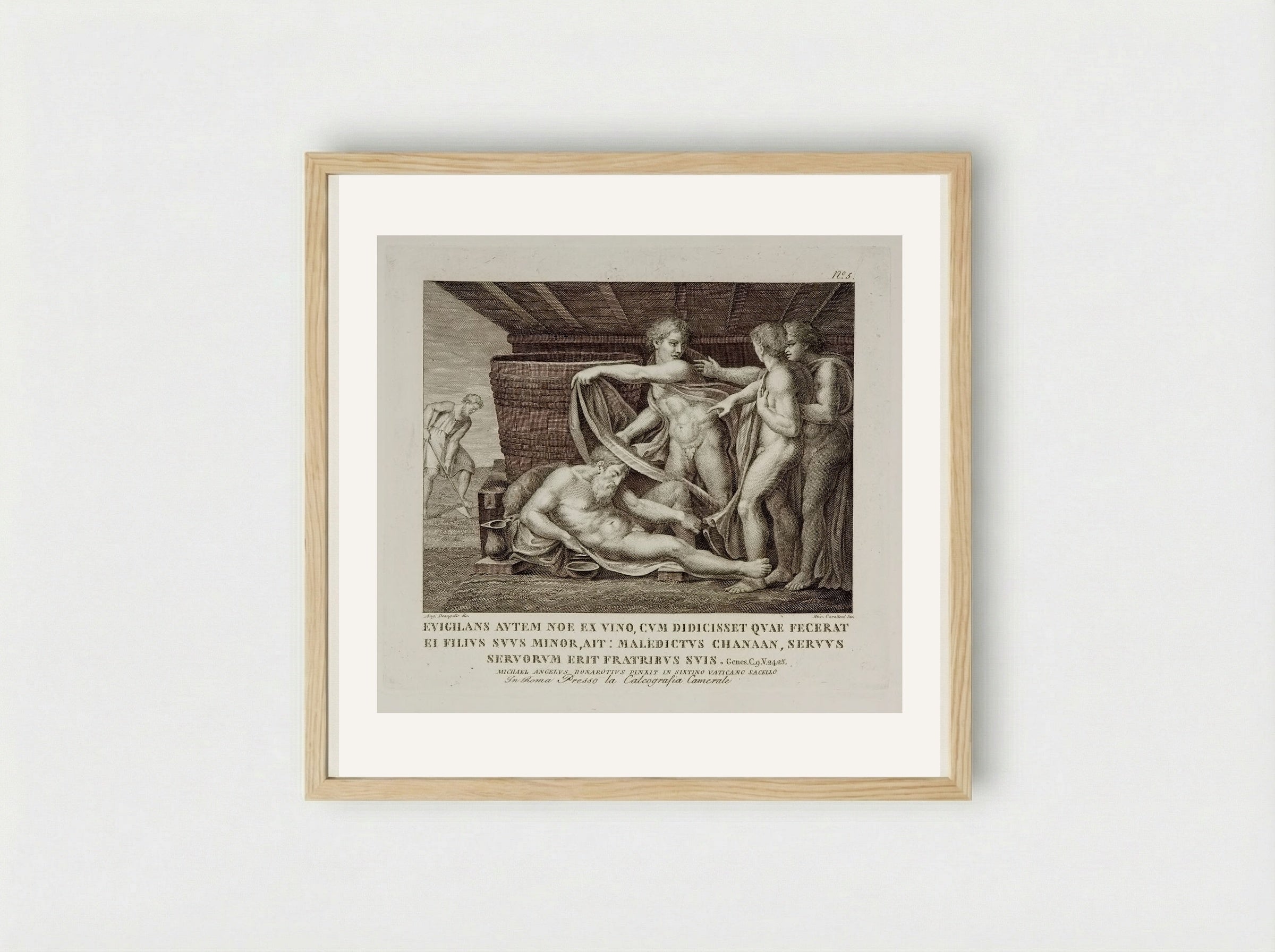 The Drunkenness of Noah - Domenico Cunego - Framed Print Wood