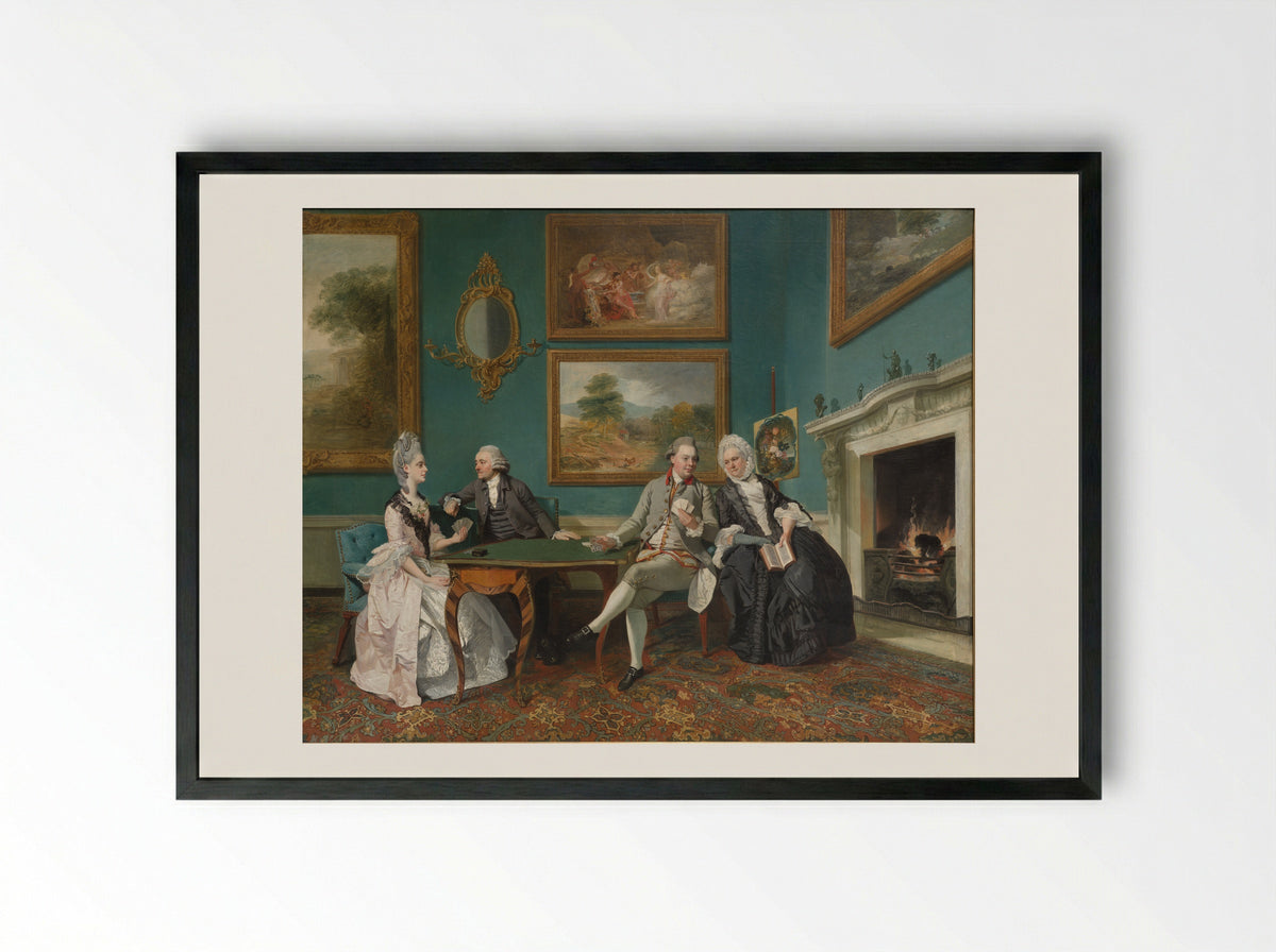 The Dutton Family in the Drawing Room of Sherborne Park, Gloucestershire - Johann Zoffany - Framed Print Black