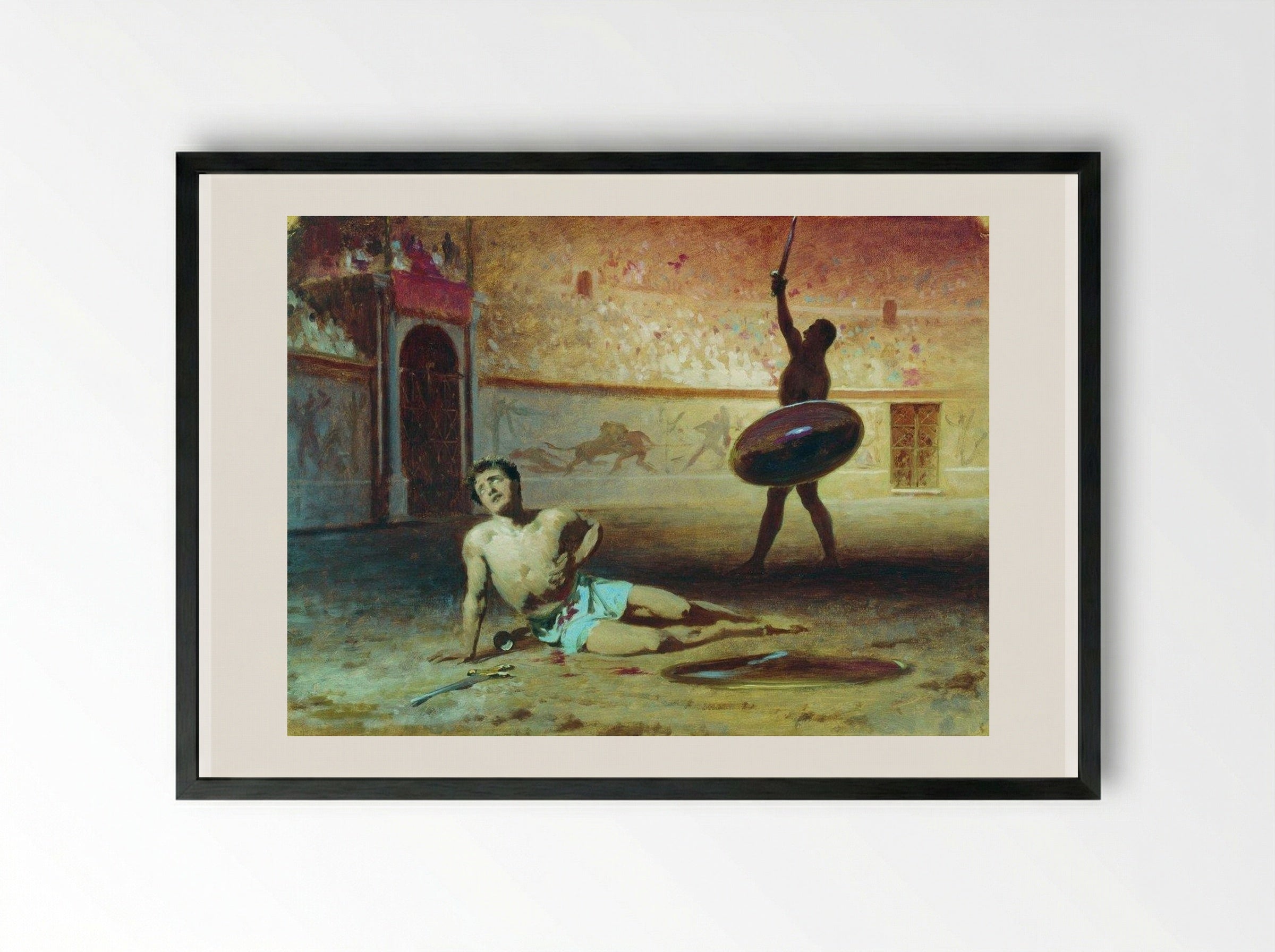 The Dying Gladiator - Fyodor Bronnikov - Framed Print Black