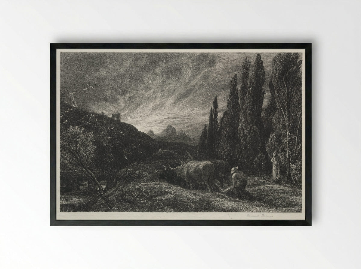 The Early Ploughman - Samuel Palmer - Framed Print Black