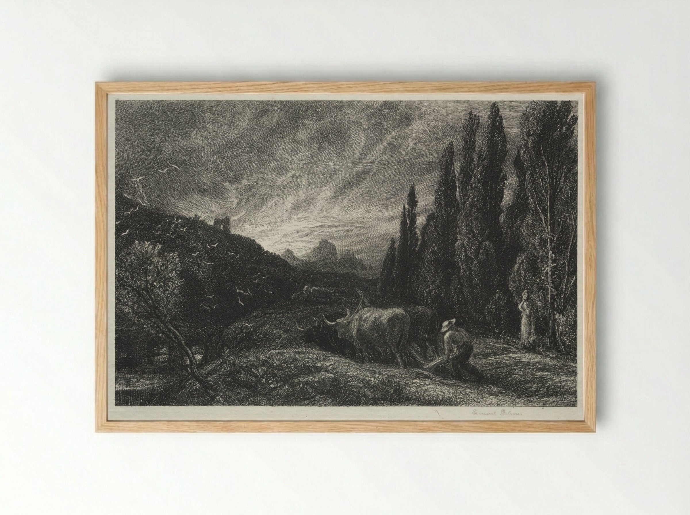 The Early Ploughman - Samuel Palmer - Framed Print Wood