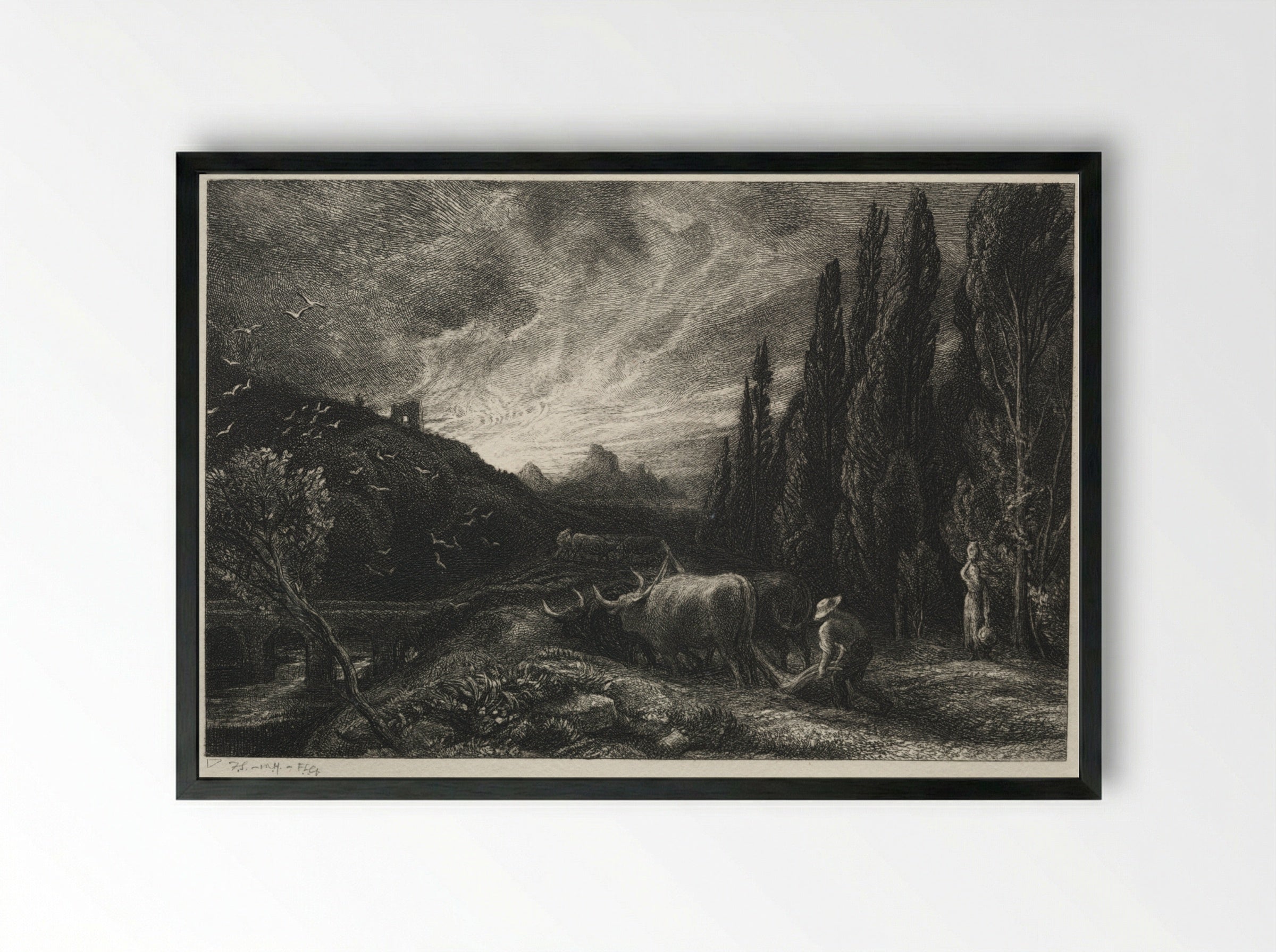 The Early Plowman - Samuel Palmer - Framed Print Black