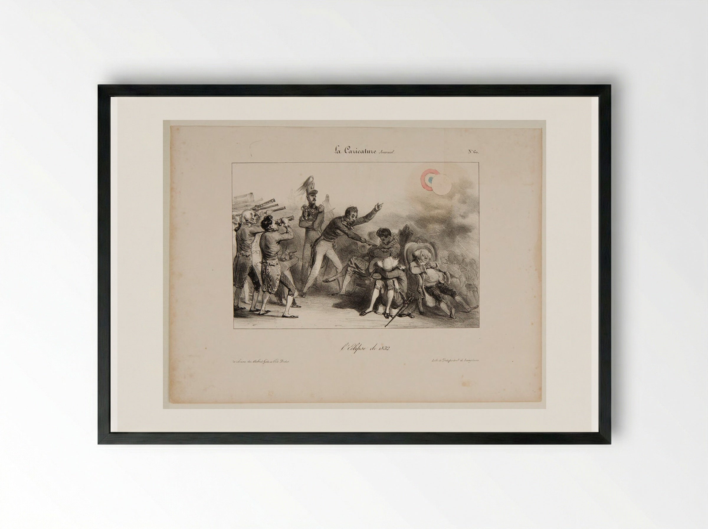 The Eclipse of 1832 - Denis-Auguste-Marie Raffet - Framed Print Black