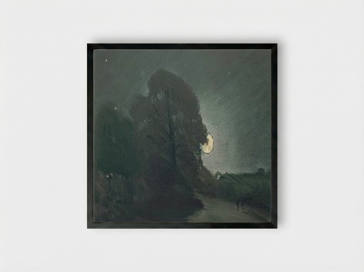 The Edge of a Heath by Moonlight - John Constable - Framed Print Black