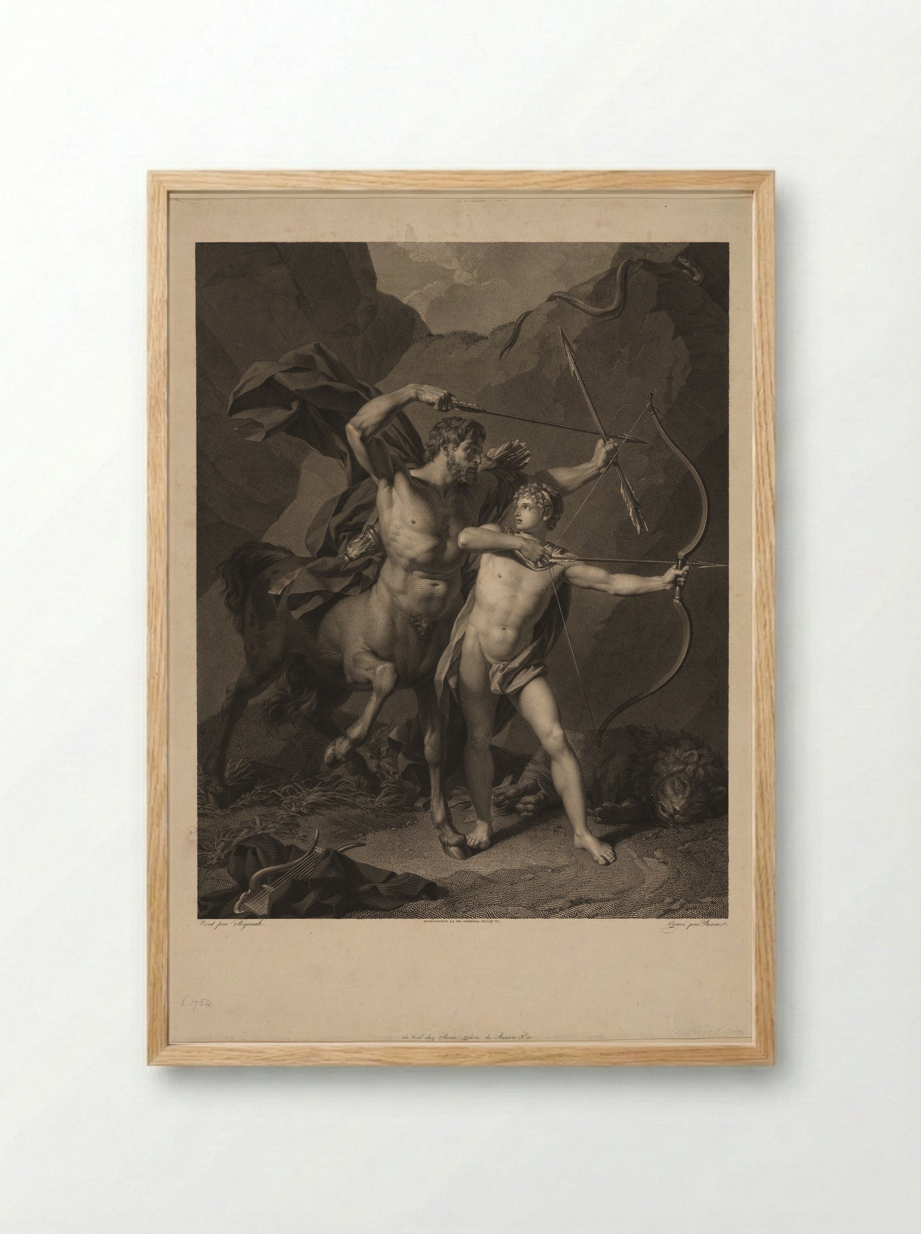The Education of Achilles - Charles Clément Bervic - Framed Print Wood