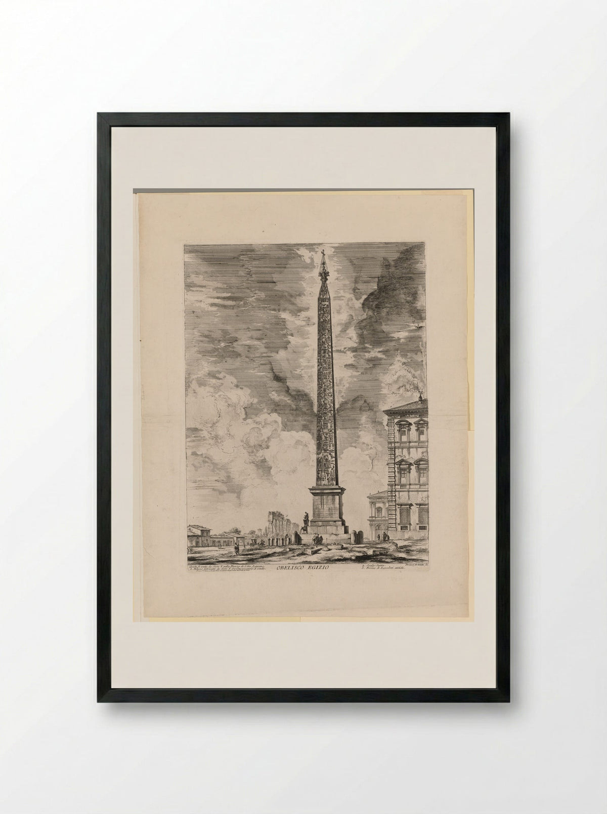 The Egyptian Obelisk in the Piazza di S. Giovanni Laterano - Giovanni Battista Piranesi - Framed Print Black