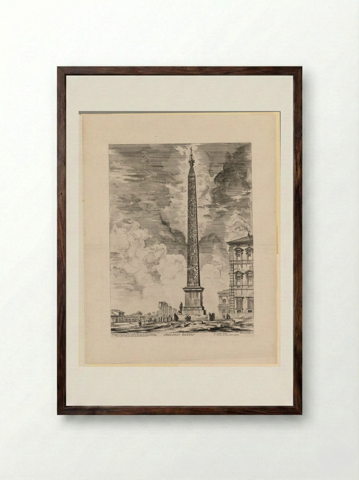 The Egyptian Obelisk in the Piazza di S. Giovanni Laterano - Giovanni Battista Piranesi - Framed Print Dark Wood