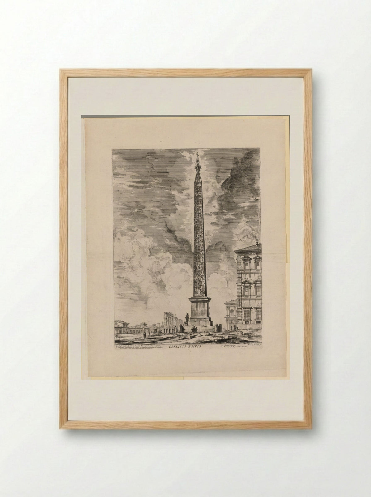 The Egyptian Obelisk in the Piazza di S. Giovanni Laterano - Giovanni Battista Piranesi - Framed Print Wood