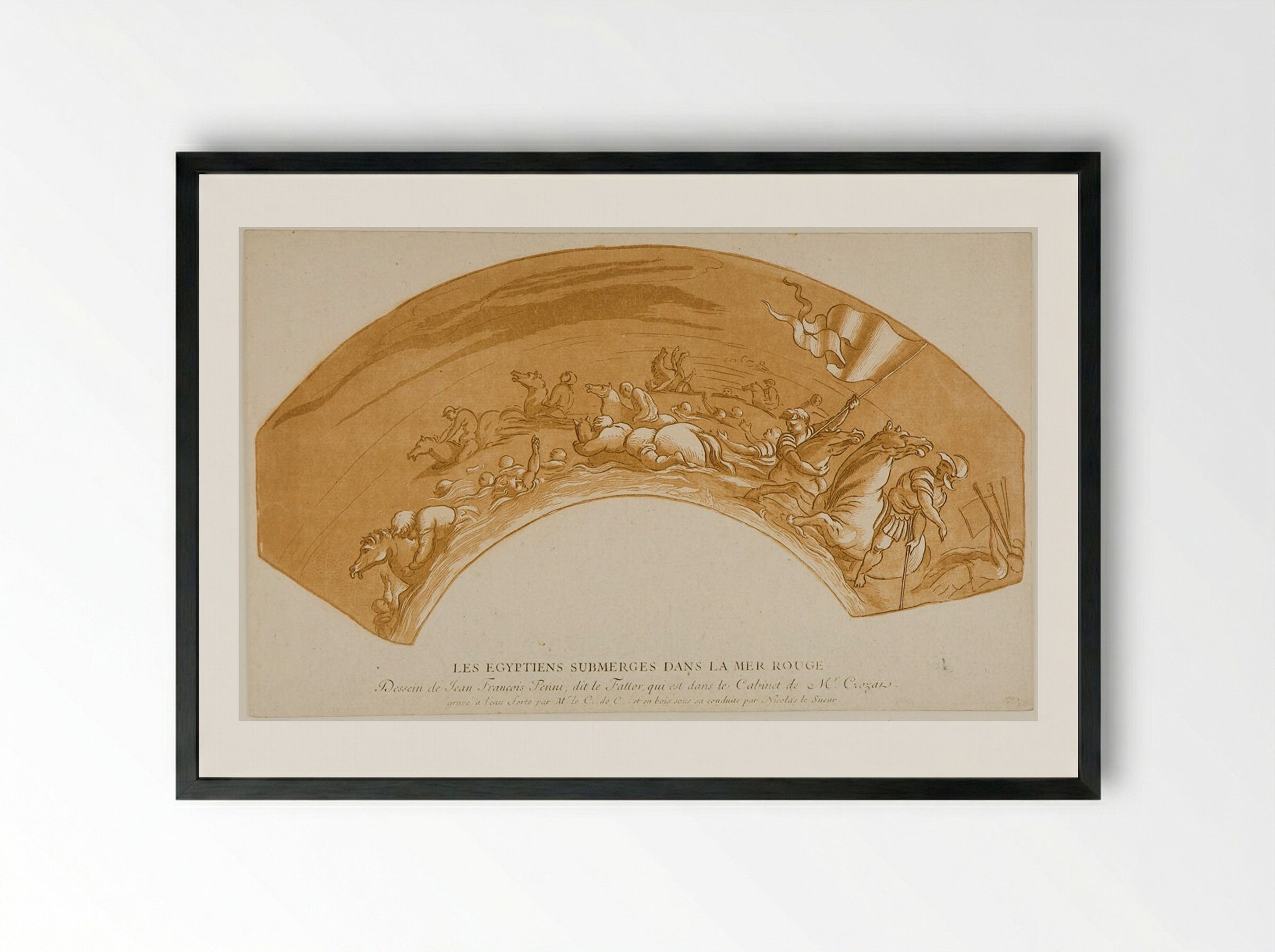 The Egyptians Submerged in the Red Sea - Anne Claude Philippe de Thubières, comte de Caylus - Framed Print Black