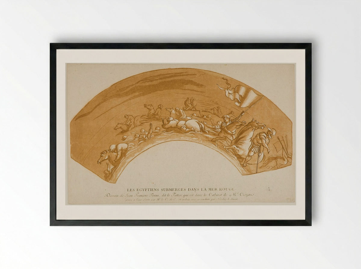 The Egyptians Submerged in the Red Sea - Anne Claude Philippe de Thubières, comte de Caylus - Framed Print Black