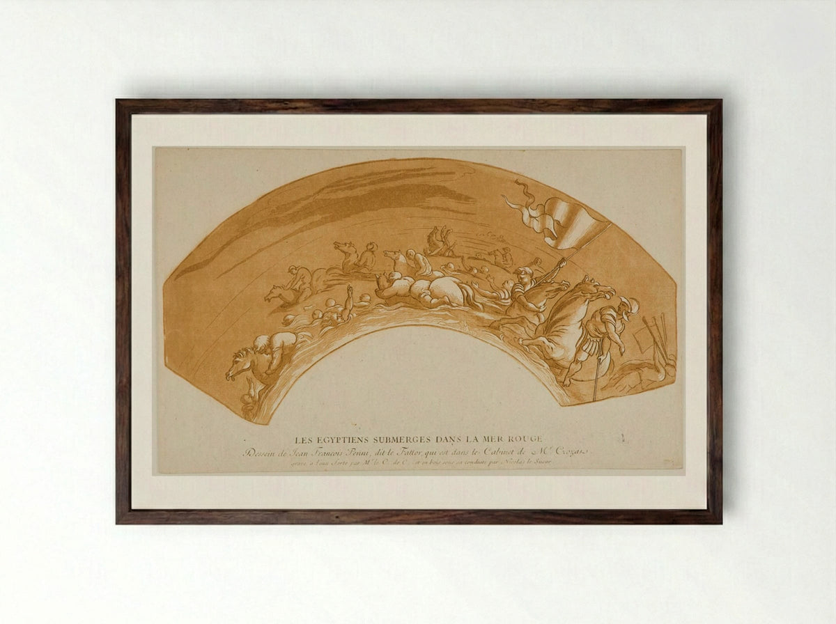 The Egyptians Submerged in the Red Sea - Anne Claude Philippe de Thubières, comte de Caylus - Framed Print Dark Wood