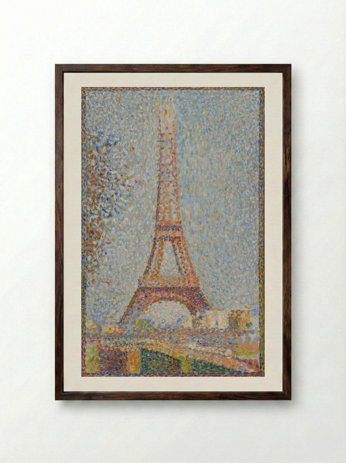 The Eiffel Tower - Georges Seurat - Framed Print Dark Wood