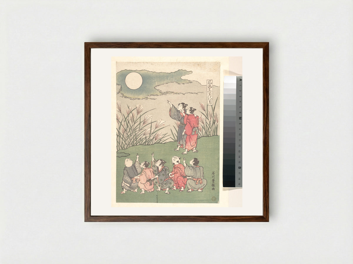 The Eighth Month - Ishikawa Toyomasa - Framed Print Dark Wood