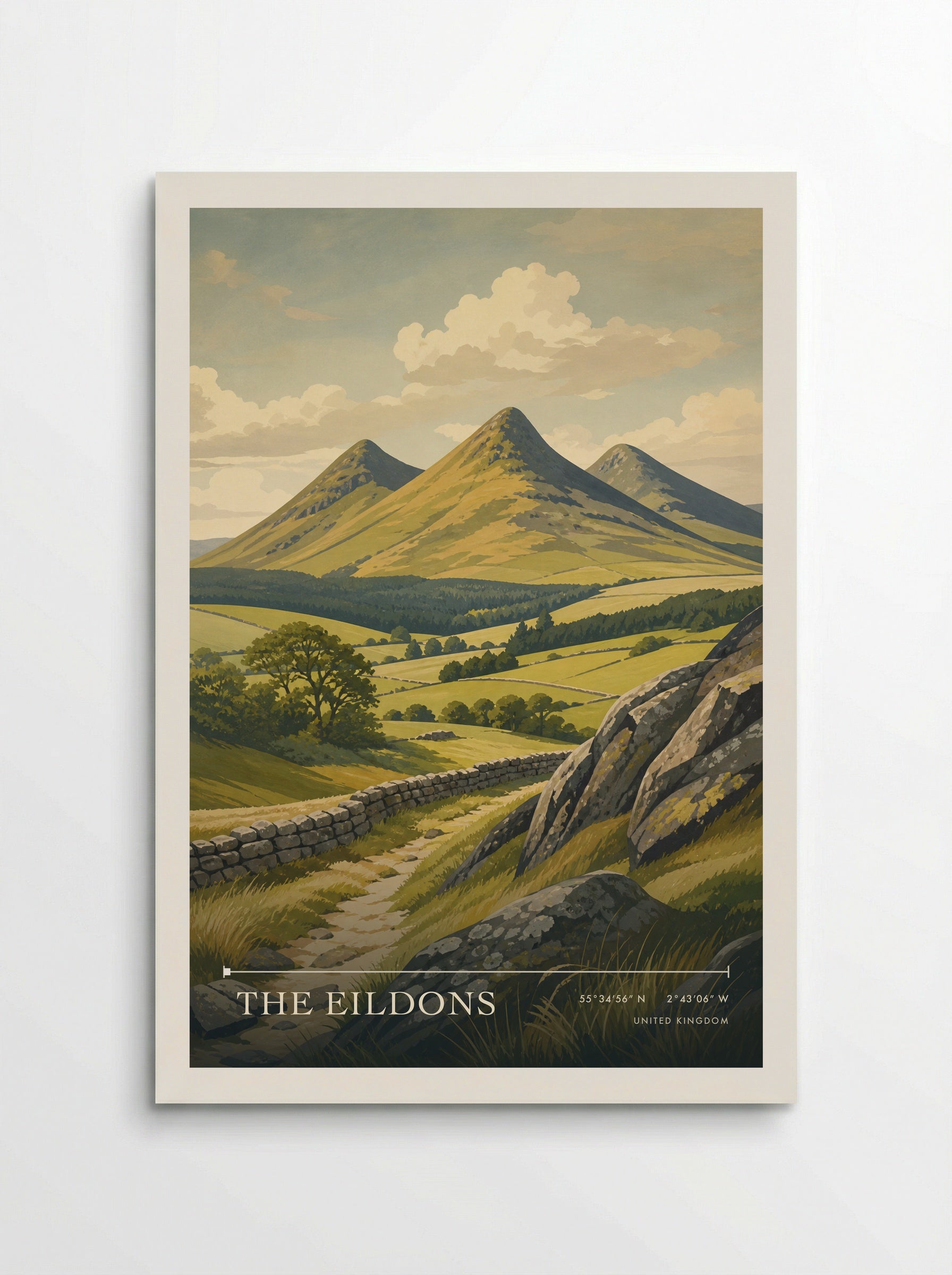 The Eildons United Kingdom Travel Poster - Poster