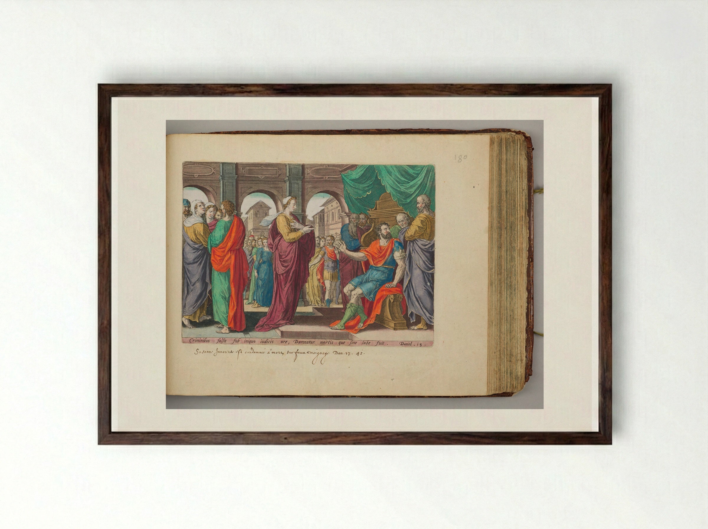 The Elders Accusing Susanna of Adultery - Hans Collaert the Elder - Framed Print Dark Wood