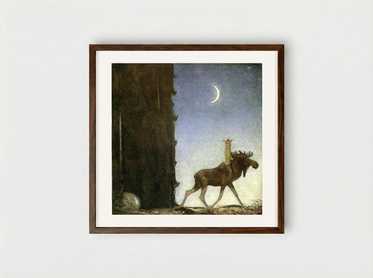 The Elk - John Bauer - Framed Print Dark Wood