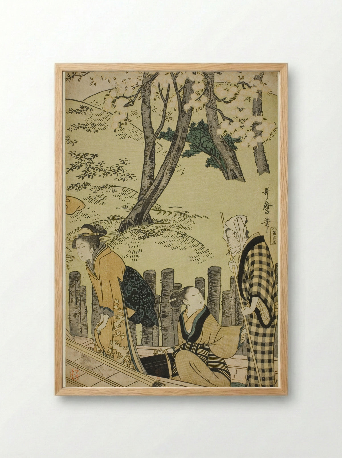 The Embankment at Mimeguri - Kitagawa Utamaro - Framed Print Wood
