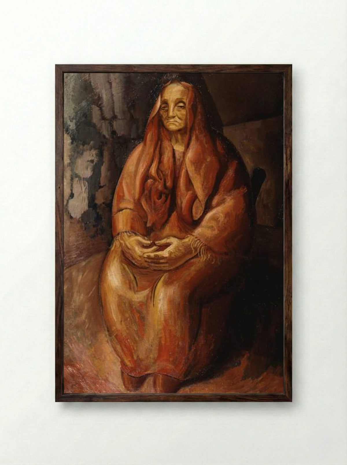The Ember (Italian Immigrant) - Leon Underwood - Framed Print Dark Wood