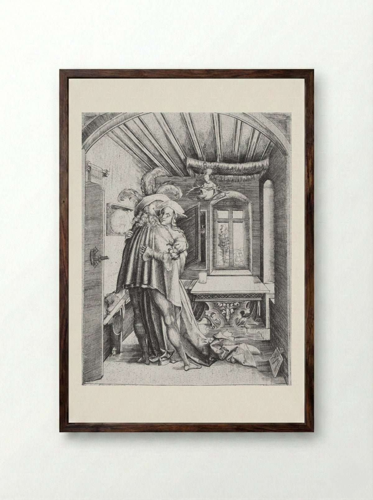 The Embrace - Master M. Z. - Framed Print Dark Wood