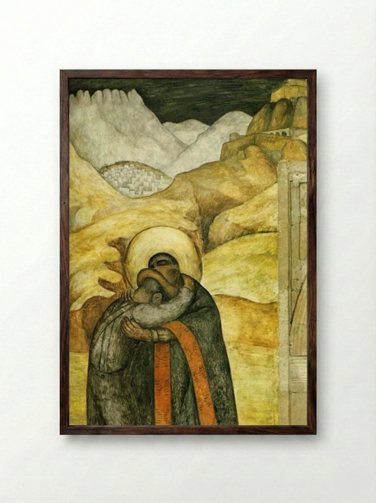 The Embrace - Diego Rivera - Framed Print Dark Wood