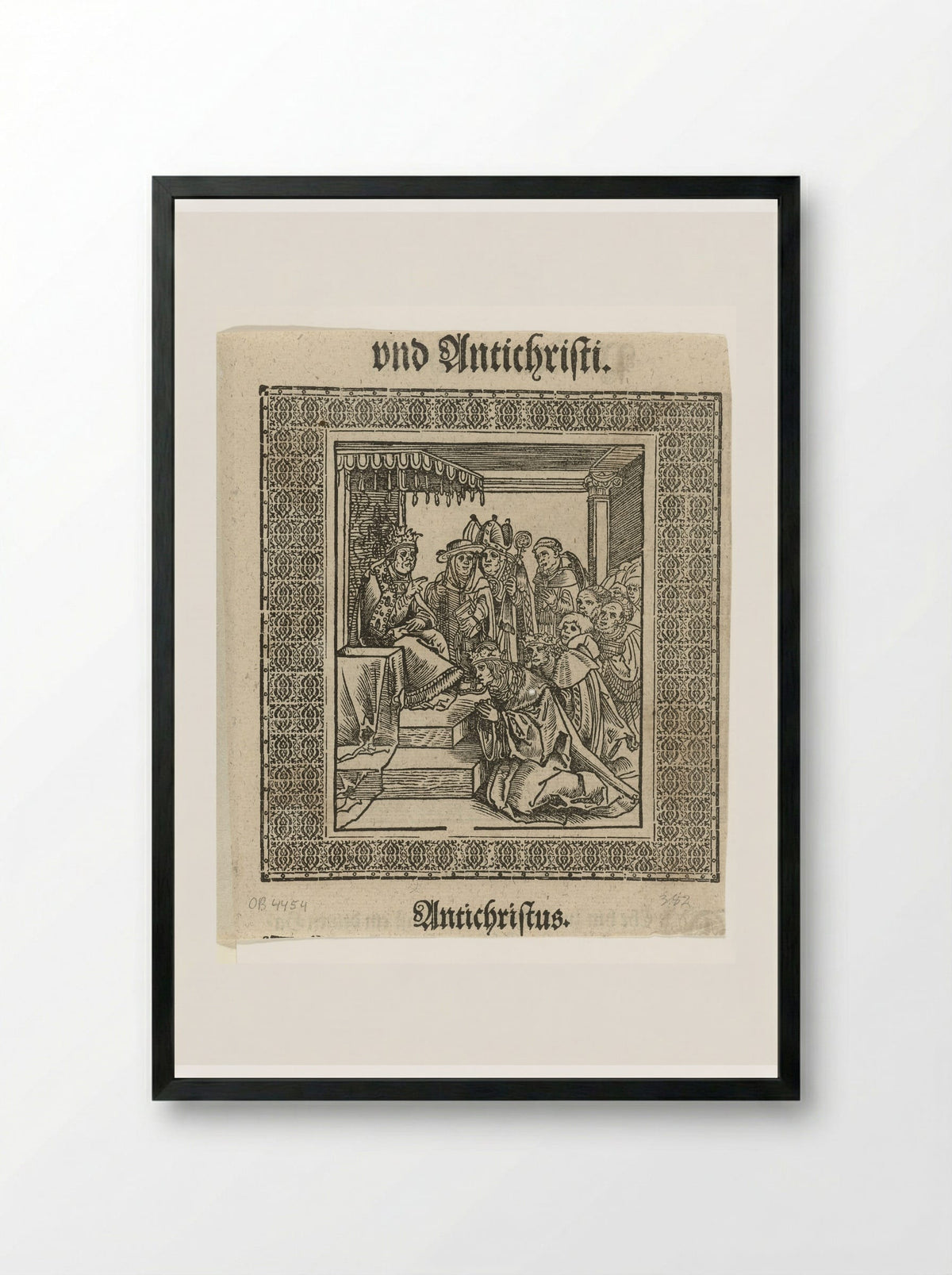 The Emperor Kissing the Feet of the Pope - Lucas Cranach the Elder - Framed Print Black