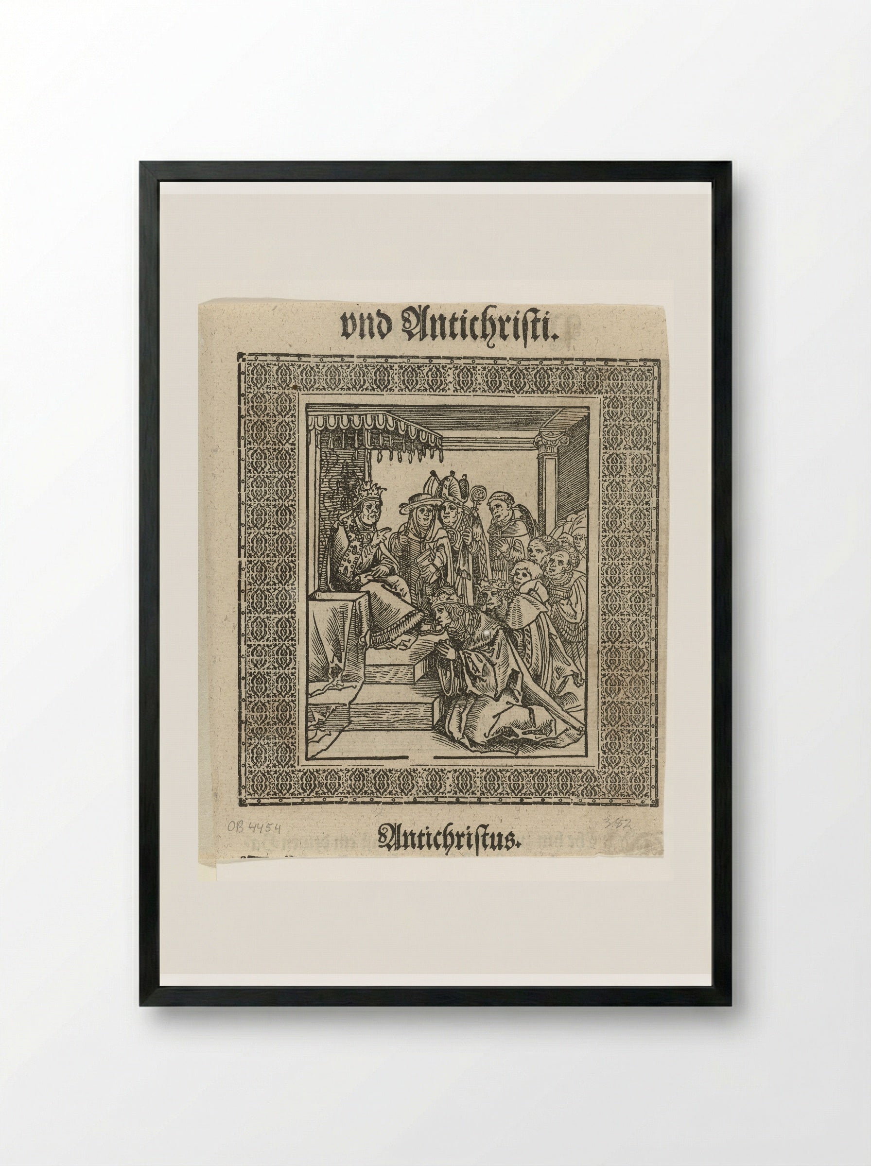 The Emperor Kissing the Feet of the Pope - Lucas Cranach the Elder - Framed Print Black