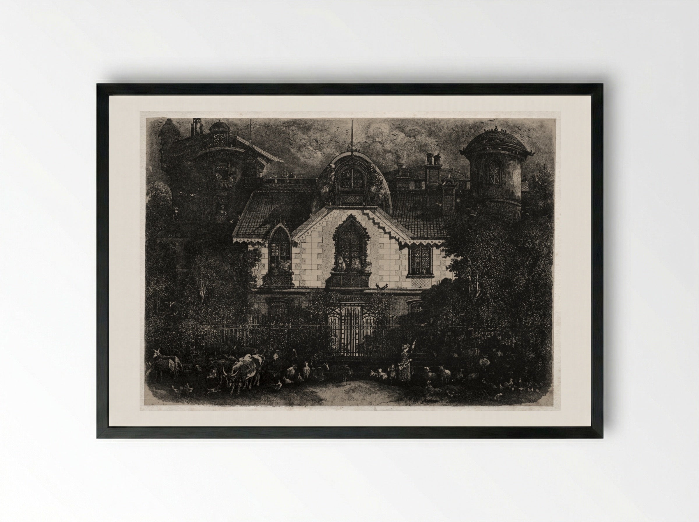 The Enchanted House - Rodolphe Bresdin - Framed Print Black