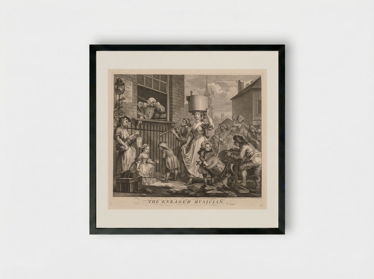 The Enraged Musician - William Hogarth - Framed Print Black