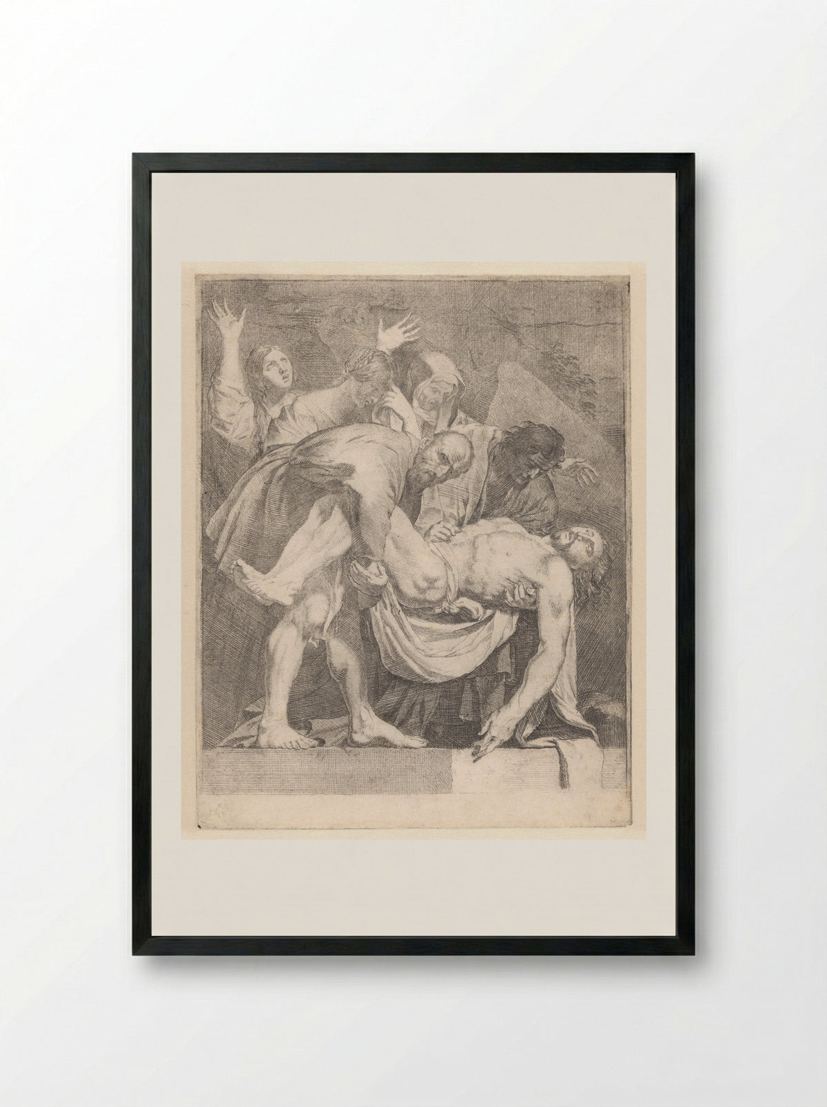 The Entombment of Christ - Dirck van Baburen - Framed Print Black