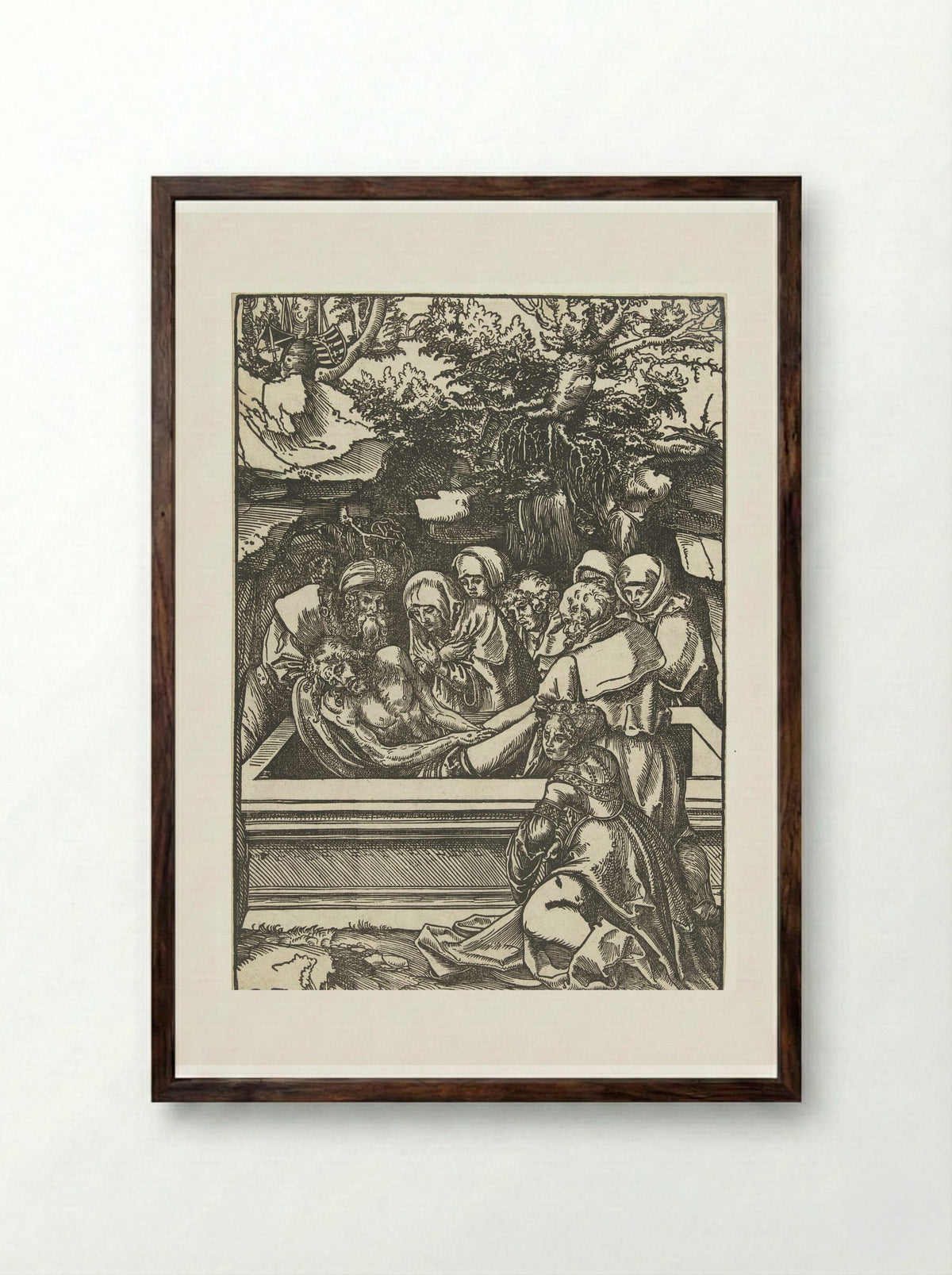The Entombment of Christ - Lucas Cranach the Elder - Framed Print Dark Wood