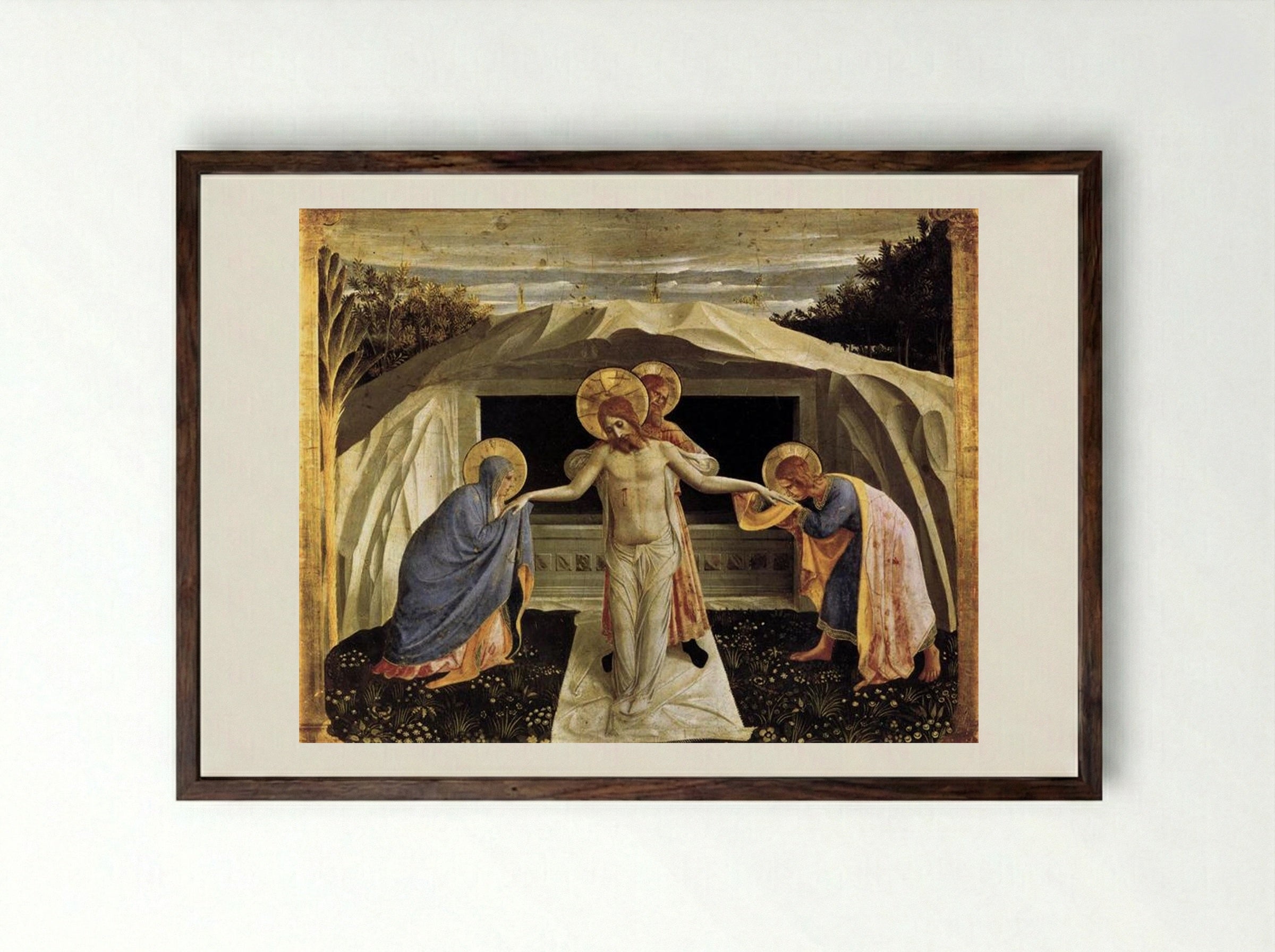 The Entombment of Christ - Fra Angelico - Framed Print Dark Wood
