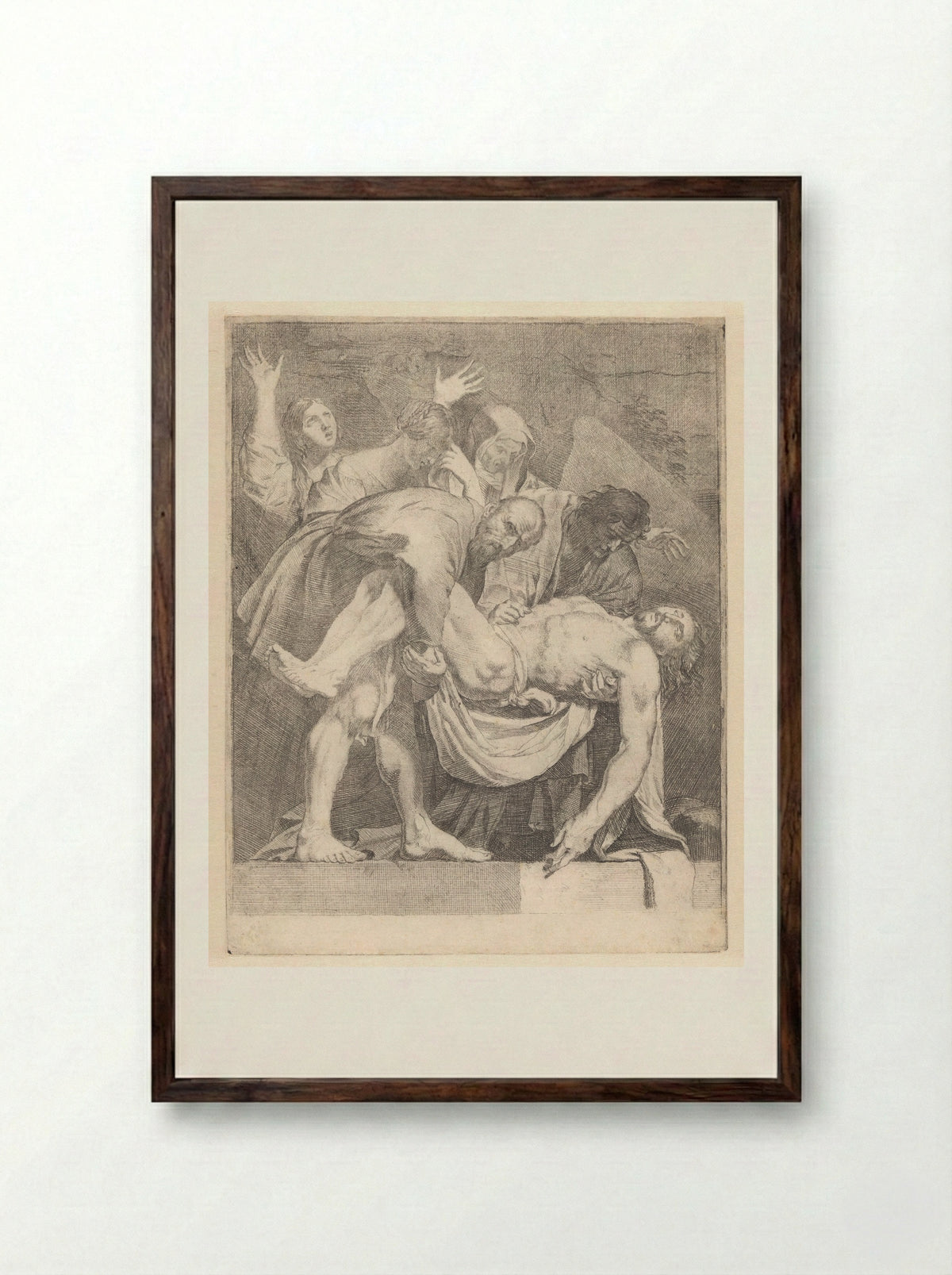 The Entombment of Christ - Dirck van Baburen - Framed Print Dark Wood