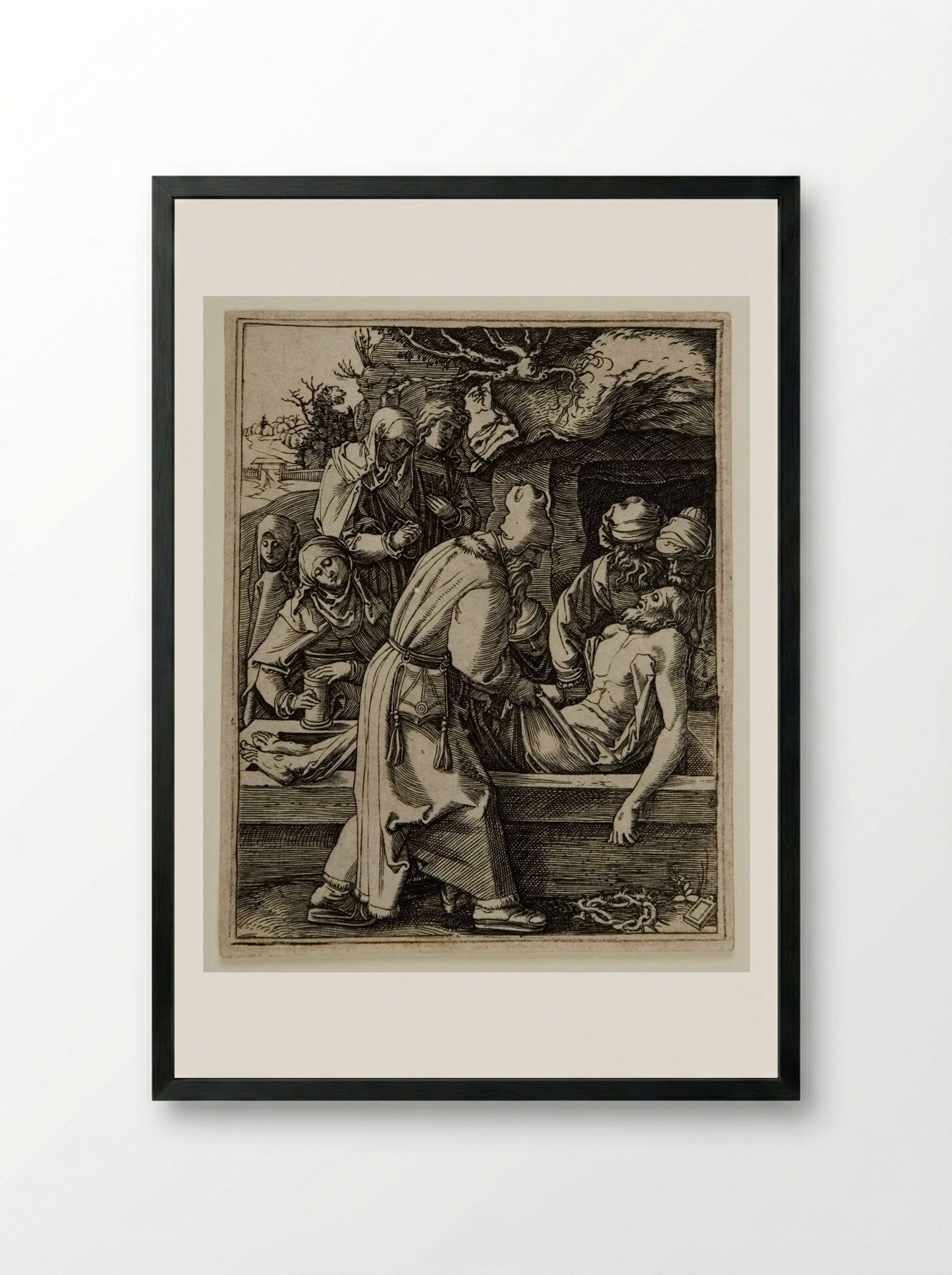 The Entombment - Marcantonio Raimondi - Framed Print Black