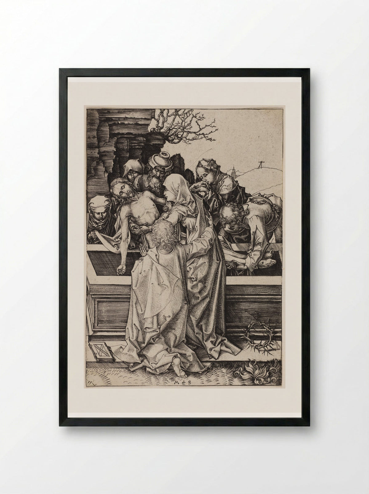 The Entombment - Martin Schongauer - Framed Print Black
